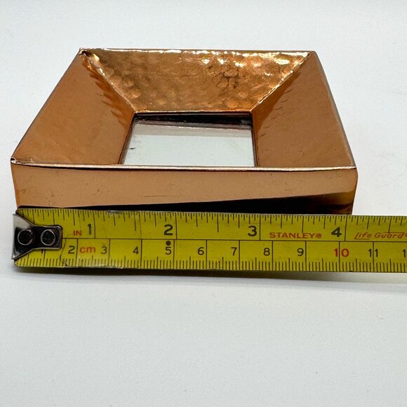 Set of 3 Decorative Metal Copper Tone Square Mirror Miniature Wall Accent Decor - Picture 4 of 6